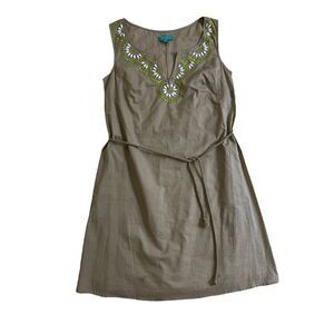 Calypso St. Barth Tan Beaded Shift sleeveless Dress  size XS
